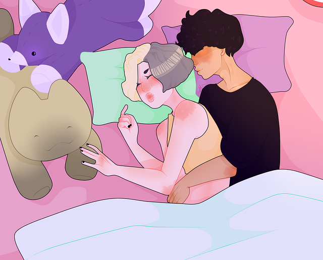 Cuddling couple