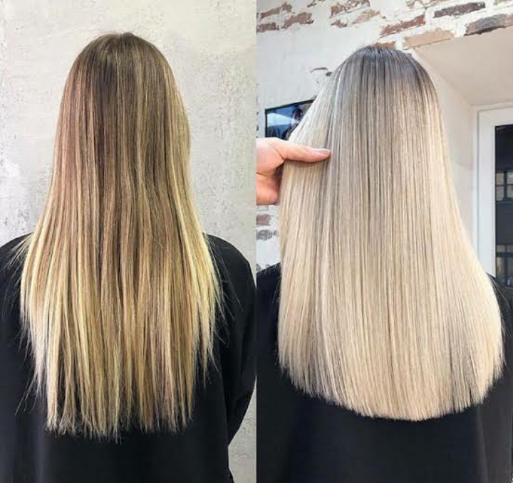 Grey Silky Straight Hair